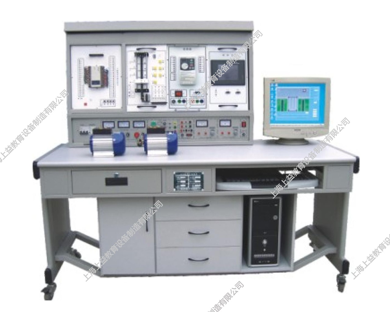 SYPLC-104C網(wǎng)絡(luò)型PLC可編程控制器/變頻調(diào)速/電氣控制及微機(jī)接口綜合實(shí)驗(yàn)裝置（PLC、變頻器、觸摸屏、電氣控制、微機(jī)接口）